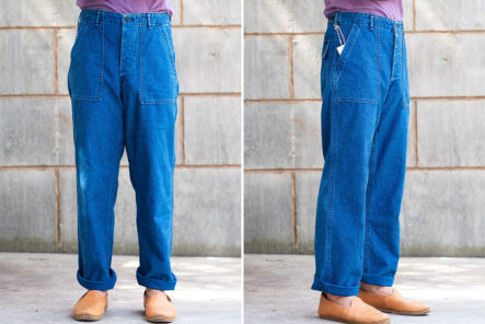 orSlow-Renders-Its-Esteemed-Fatigue-Pant-In-Washed-Indigo-model-front-and-side