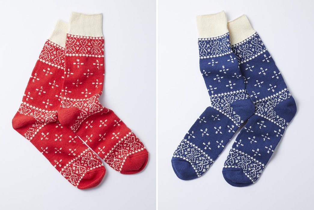 Poke-Out-Some-Paisley-With-RoToTo's-Bandana-Crew-Socks-red-and-blue