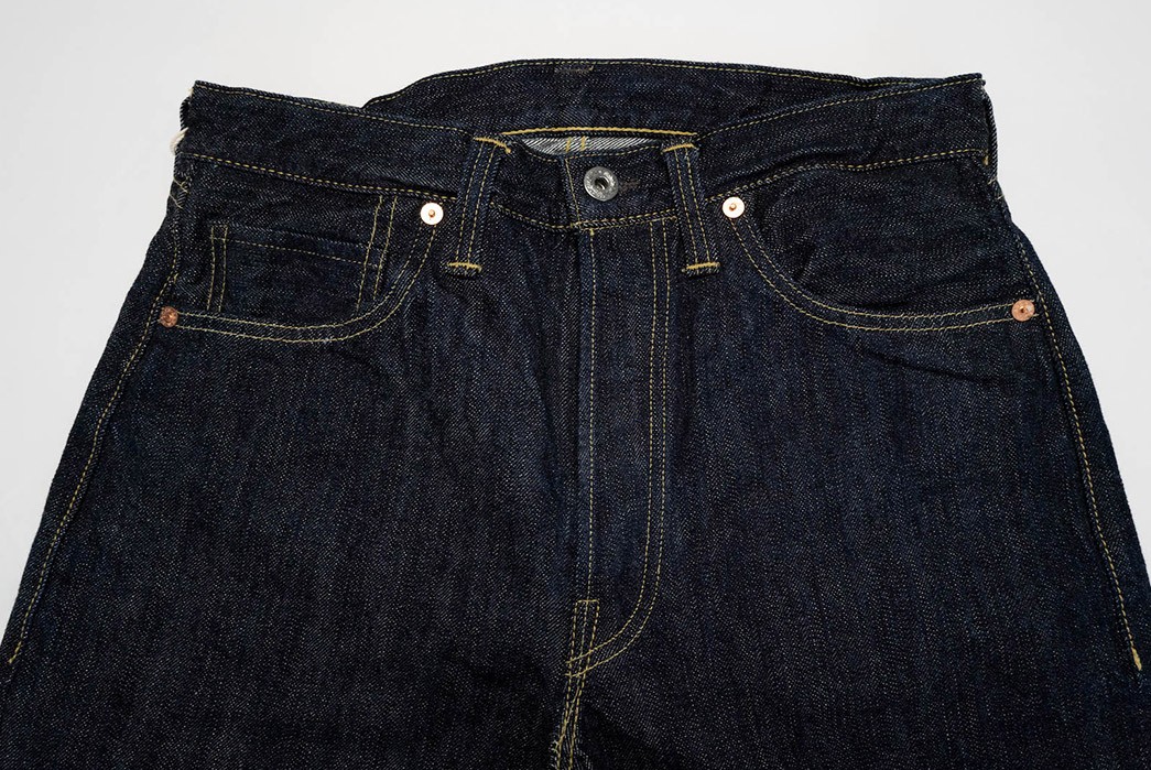 Freewheelers'-S601XX-Jean-Is-Inspired-By-Levi's-501-From-1944-45-front-top