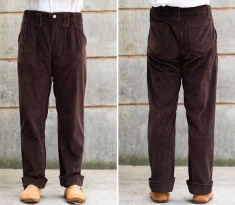 Party-It's-1975-With-Blluemade's-Japanese-Corduroy-Hollywood-Double-Pleat-Pant-model-front-back
