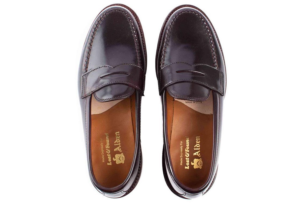 Spend-A-Penny-On-Alden's-Color-8-Shell-Leisure-Handsewn-Loafers-pair-back-top