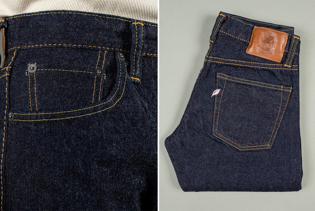 Break-Into-Pure-Blue-Japan's-BRK-013-ID-Broken-Twill-Slim-Tapered-Jeans-front-pockets-and-folded