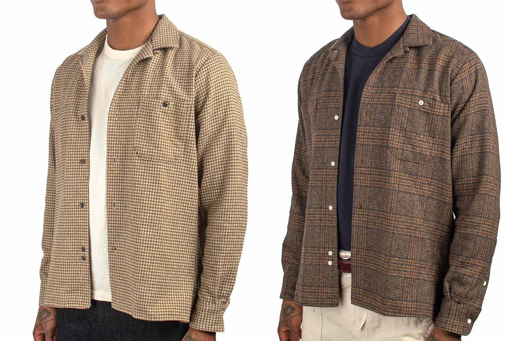 Gitman-Bros.-Vintage-Taps-Into-Tweed-With-Two-Autumnal-Button-Downs-model-front-light-and-dark-detailed