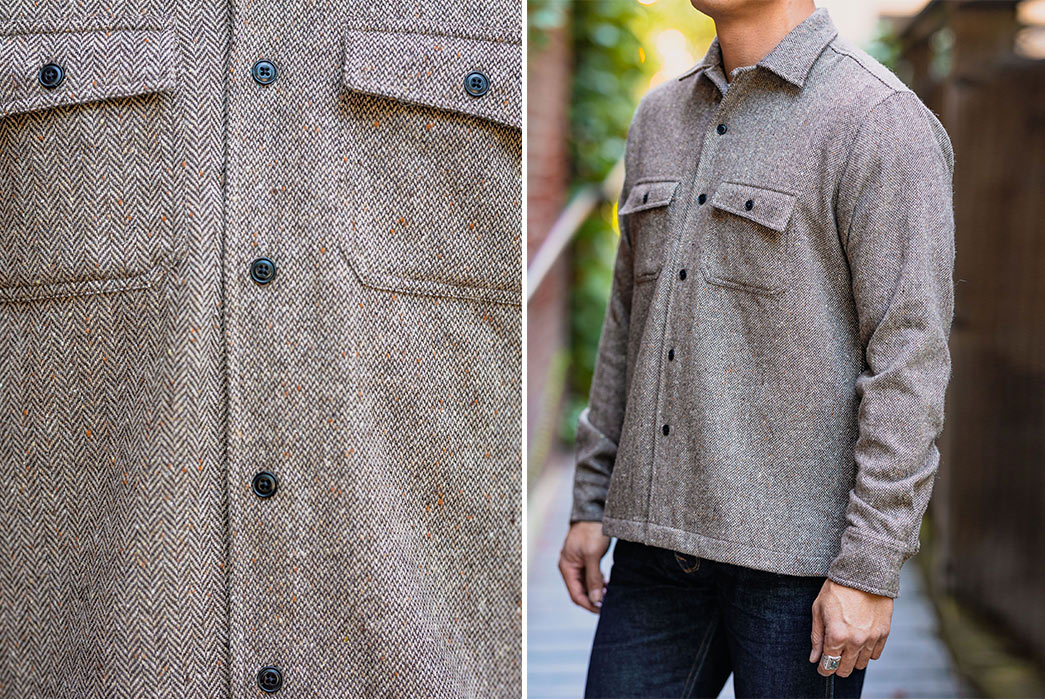 This-3sixteen-Shirt-Splices-Wool-Tweed-&-Herringbone-Twill-front-detailed-and-model-side