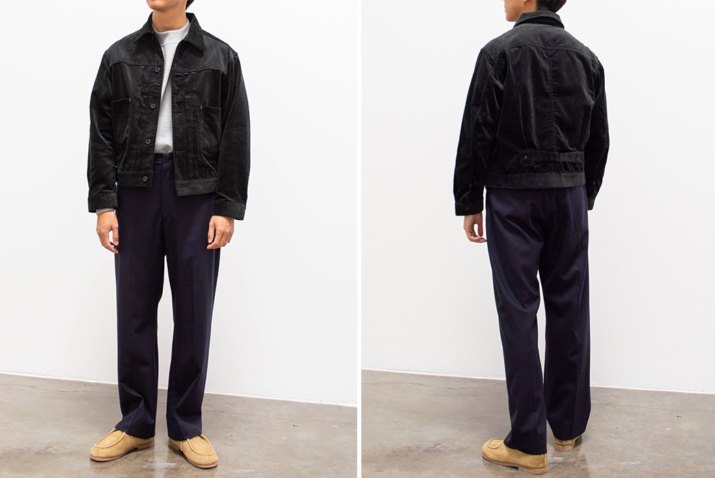 A-Vontade's-WW2-Corduroy-Jacket-Is-A-Charming-Blacked-Out-Blouson-model--front-back