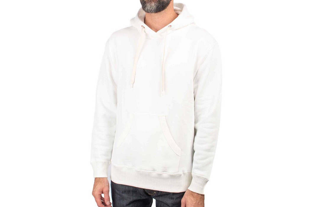 Experience-The-Versatility-Of-The-White-Hoody-With-Velva-Sheen's-Loopwheeler-P-O-model-front
