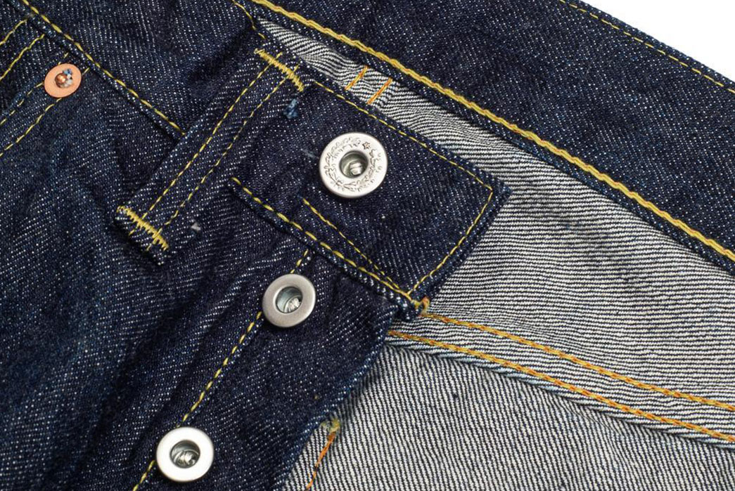 Jelado-Painstakingly-Reproduces-40's-Denim-With-Its-S301XX-Anniversary-Denim-Jeans-front-top-open-buttons