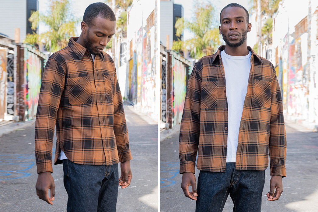 SDA-Continues-to-Champion-Kakishibu-With-This-Flannel-Shirt-model-front-open-and-closed
