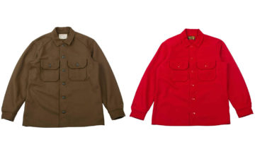 The-Real-McCoy's-Winter-Shirt-Is-Woolen-Winter-Armor-fronts-brown-and-red
