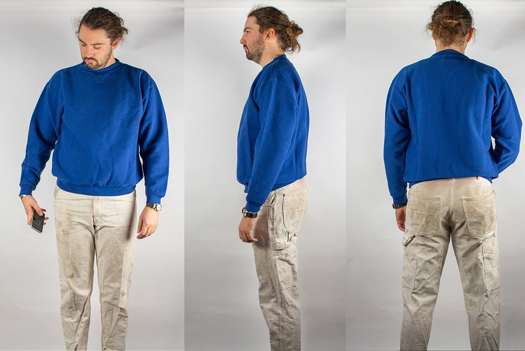 Columbiaknit's-Hobnail-Cobblecloth-Crewneck-Splices-Thermal-&-Sweatshirt-Details-blue-model