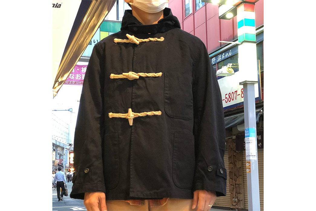 Toggle-Into-This-Duffle-Centric-Cotton-Jacket-From-Blue-Blue-Japan-front-model