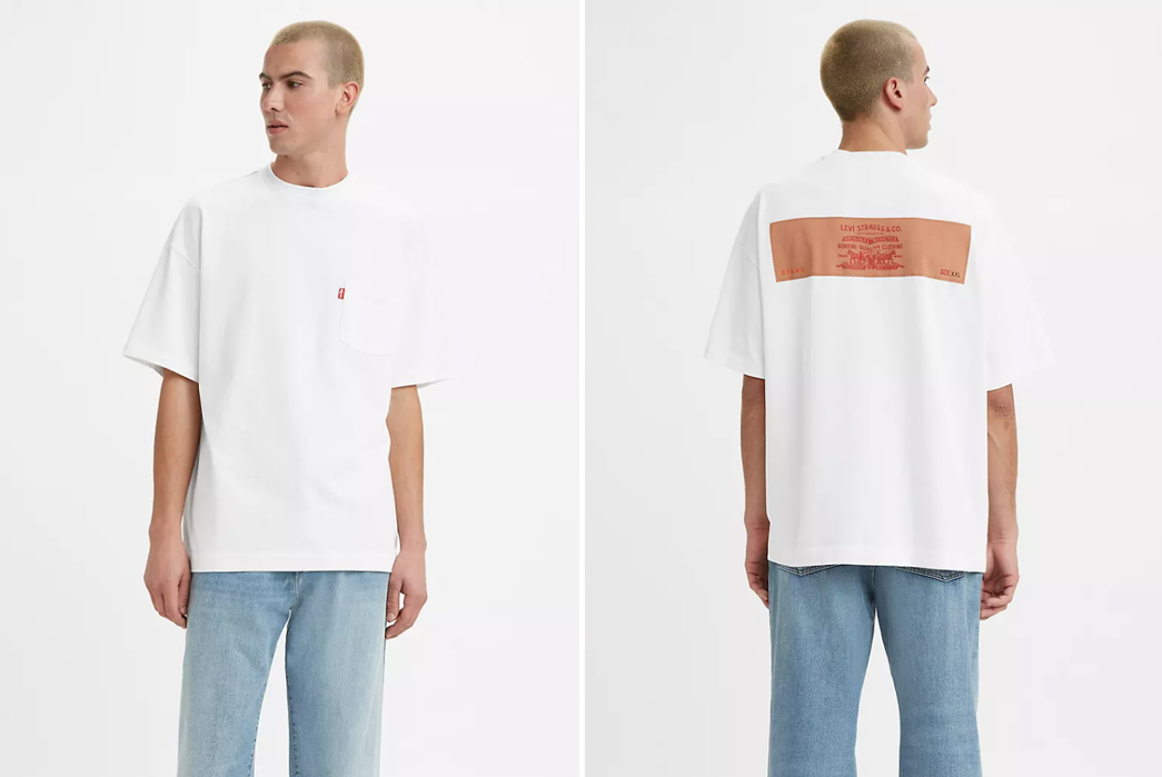 Beams-Teams-Up-With-Levi's-For-Collection-Of-'Super-Wide'-Silhouettes-model-front-back-t-shirt