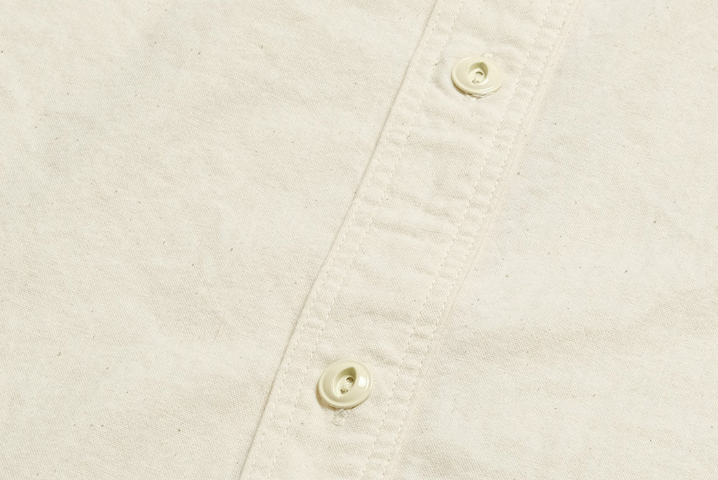 Burgus-Plus-Widens-It's-Chambray-Work-Shirt-For-SS22-front-buttons-beige