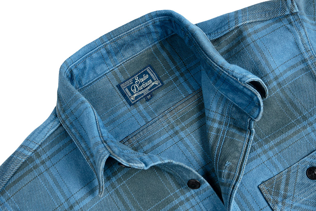 Studio-D-Artisan-Keeps-The-Fire-Flannels-Coming-With-Heavyweight-Indigo-Check-front-collar