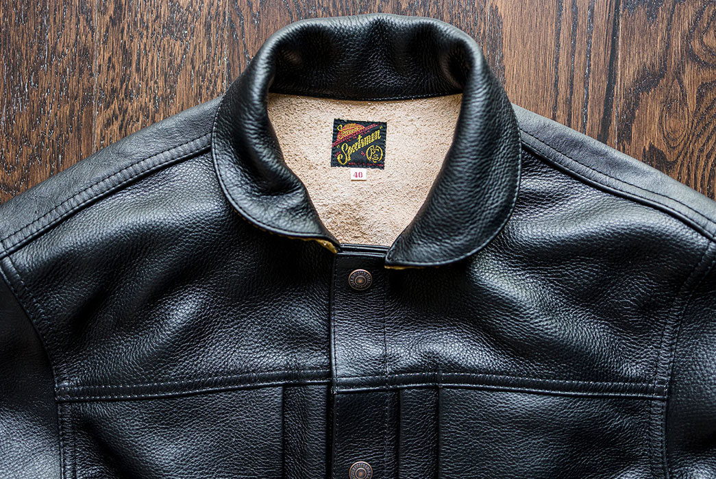 Up-Your-Leather-Game-With-Mister-Freedom's-Black-Veg-Tan-'Ringo'-Ranch-Blouse-front-collar