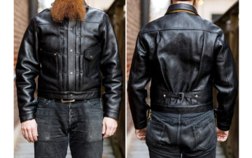 Up-Your-Leather-Game-With-Mister-Freedom's-Black-Veg-Tan-'Ringo'-Ranch-Blouse-model-front-back