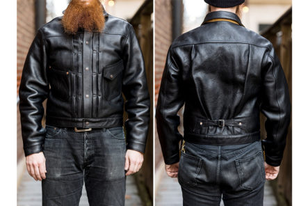 Up-Your-Leather-Game-With-Mister-Freedom's-Black-Veg-Tan-'Ringo'-Ranch-Blouse-model-front-back