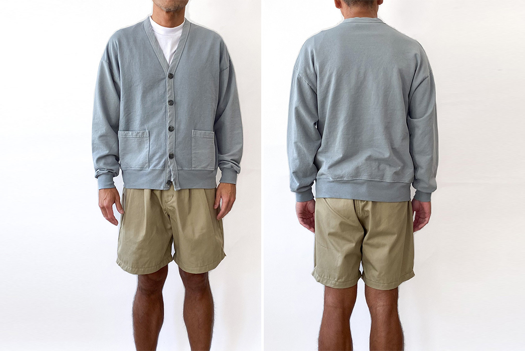 Battenwear's-Neighbour-Cardigan-Is-a-Springtime-Staple-blue-front-back-model