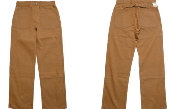 Buzz-Rickson's-Repros-Early-Wartime-Pants-With-WW1-Brown-Denim-Army-Pants-front-back
