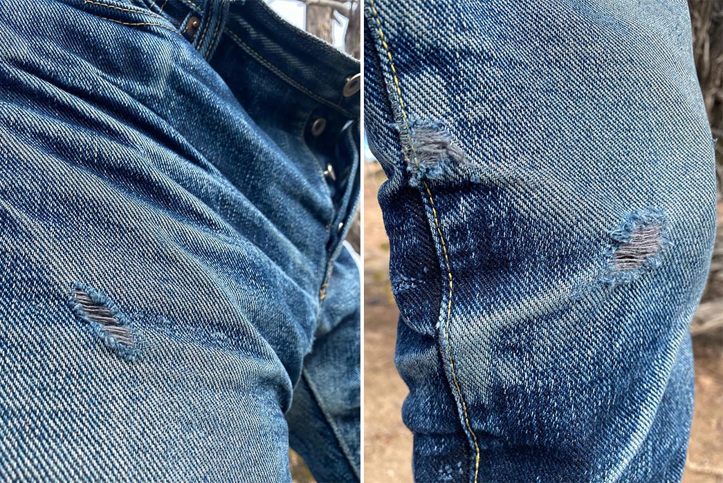 Fade-Friday---Iron-Heart-x-Self-Edge-IHxSE.22-633s-(~8-Years,-15-Washes,-5-Soaks)-front-top-and-knee