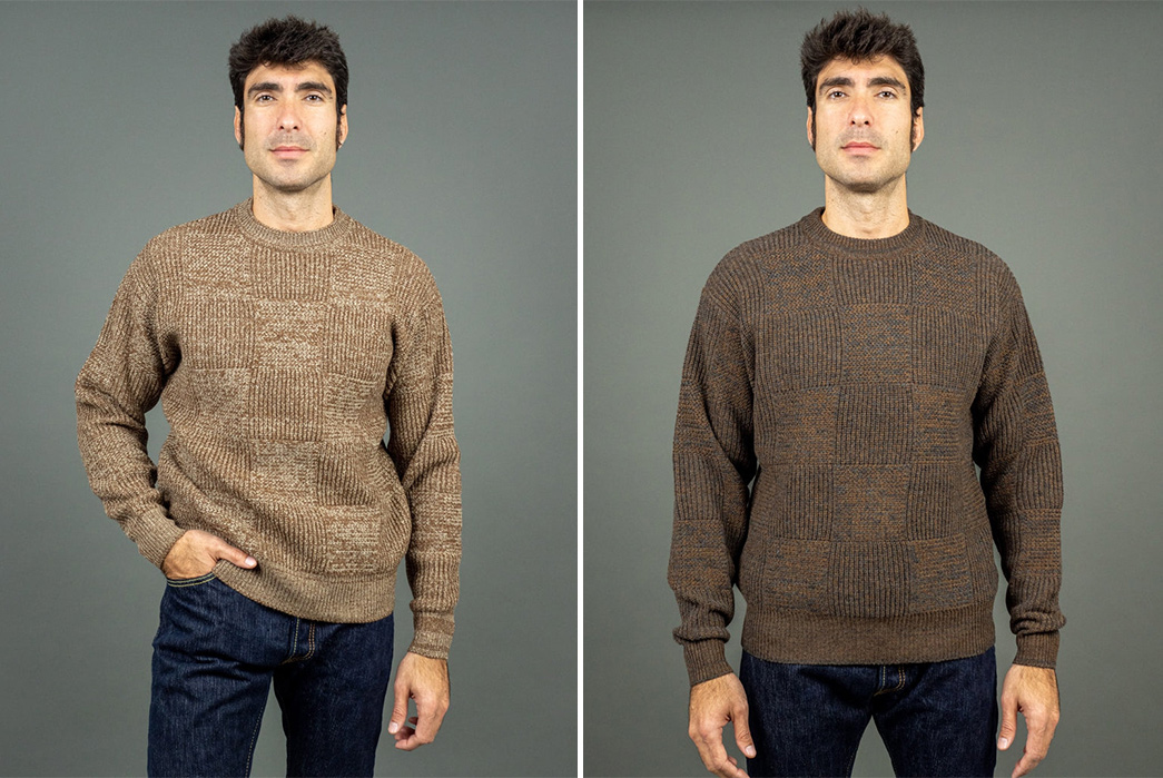 Get-Gaudy-With-Loop-&-Weft's-Merino-Super-Lamb-Switch-Panel-Sweater-model-fronts-light-and-dark
