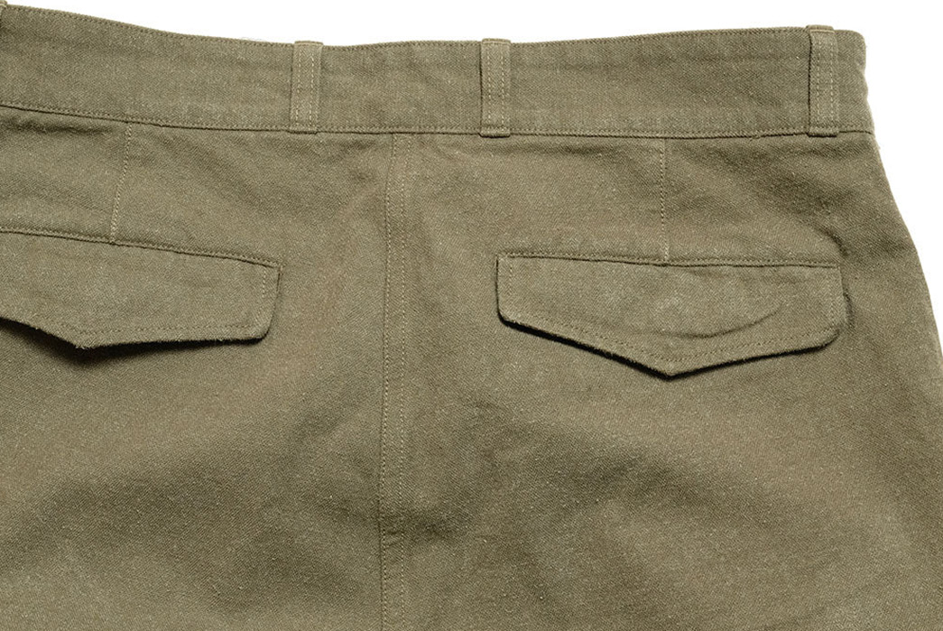 Kaptain-Sunshine-Utilizes-Cotton,-Linen,-&-Silk-Blend-Herringbone-For-Its-Fatigue-Pant-back-top-right-pocket