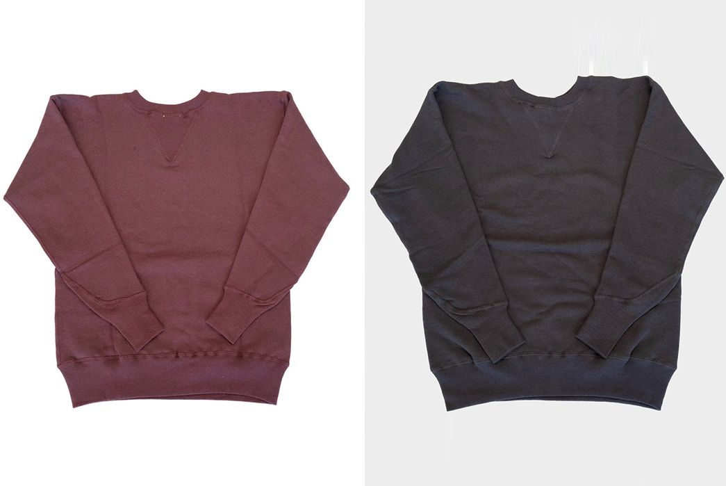 Slip-Into-Warehouse-&-Co.'s-All-Season-Friendly-'Double-Needles'-Lot.467-Sweat-bordeaux-and-grey-fronts