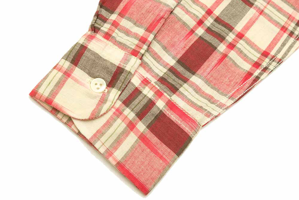 Sugar-Cane-Blends-Ikat-&-Madras-On-Its-SC28846-Shirt-red-sleeve