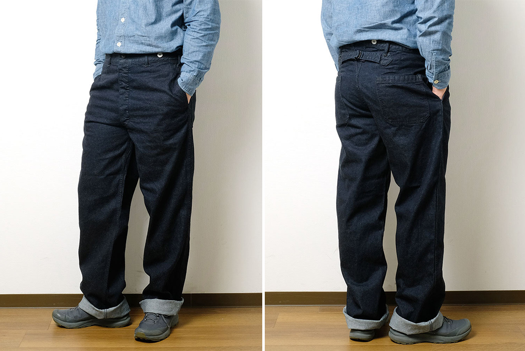 Burgus-Plus-Renders-French-Style-Work-Pants-In-12.5-Oz.-Denim-model-front-back-sides