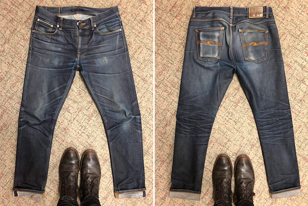Fade-Friday---Nudie-Lean-Dean-Raw-Japan-Selvedge-(4-Years,-1-Wash,-10-Soaks)-front-back-2