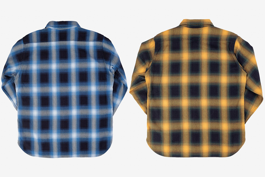 Iron-Heart-Comes-Through-With-Two-New-Ombre-Check-Work-Shirts-backs-blue-and-yellow