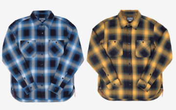Iron-Heart-Comes-Through-With-Two-New-Ombre-Check-Work-Shirts-fronts-blue-and-yellow