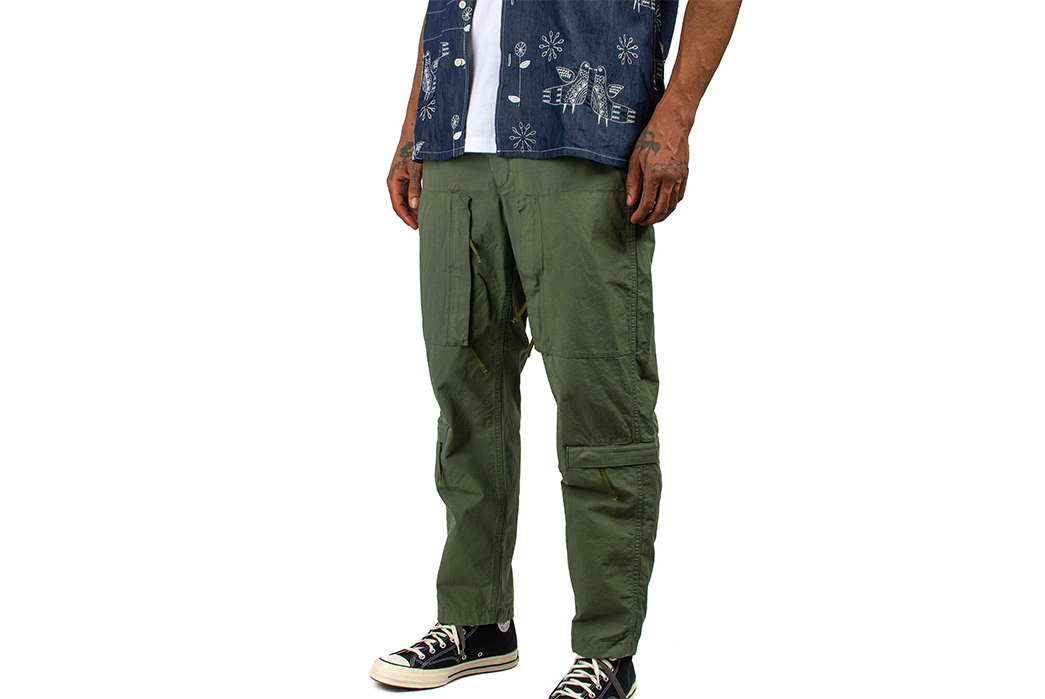 Join-The-Aircrew-With-Engineered-Garments'-Latest-Military-pants-model-front-side