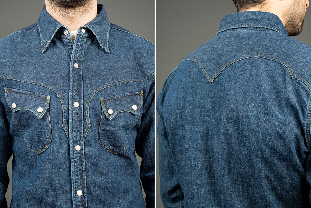 Stevenson-Overall-Co.-Rendered-Its-Cody-Shirt-In-Faded-Indigo-model-front-back-detailed
