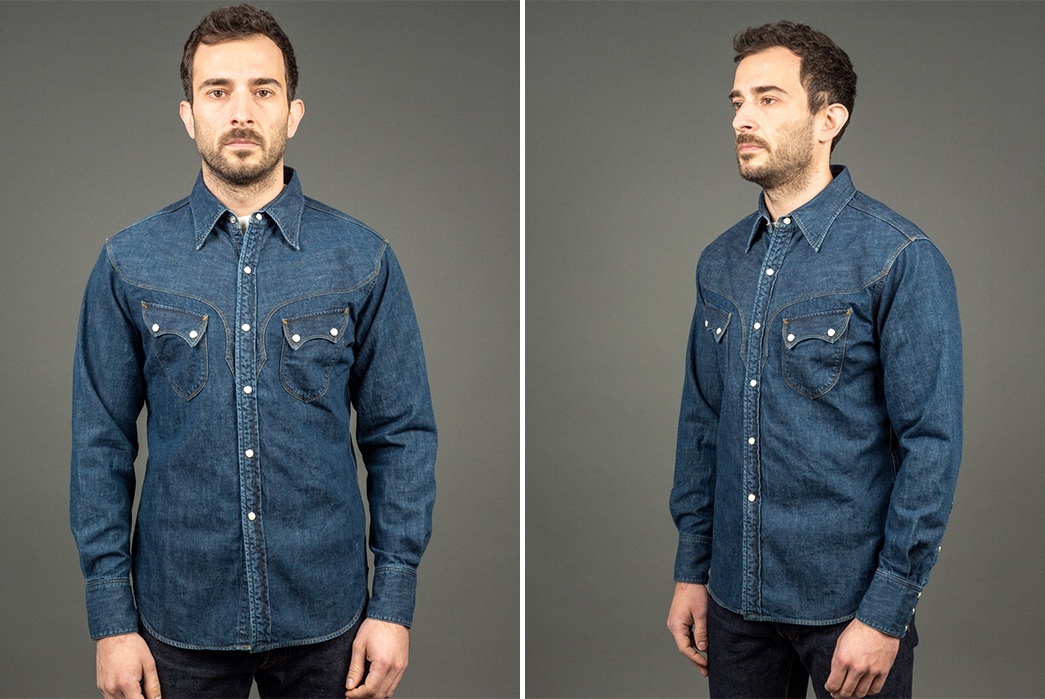 Stevenson-Overall-Co.-Rendered-Its-Cody-Shirt-In-Faded-Indigo-model-front-side