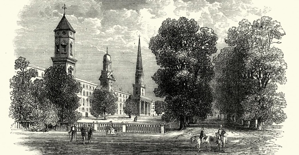 Style-Guide---Ivy-&-Prep- 19th-century-engraving-of-Yale-College-via-Getty-Images