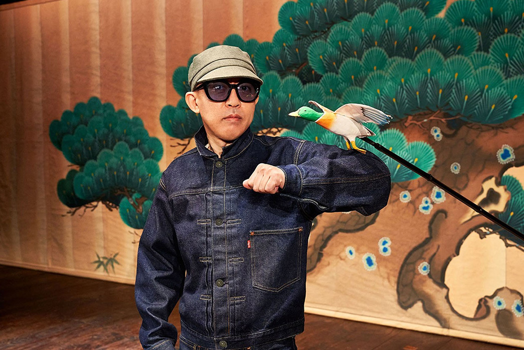 NIGO-Unveils-HUMAN-MADE-x-Levi's-'Made-In-Japan'-Collection-male-model-and-bird