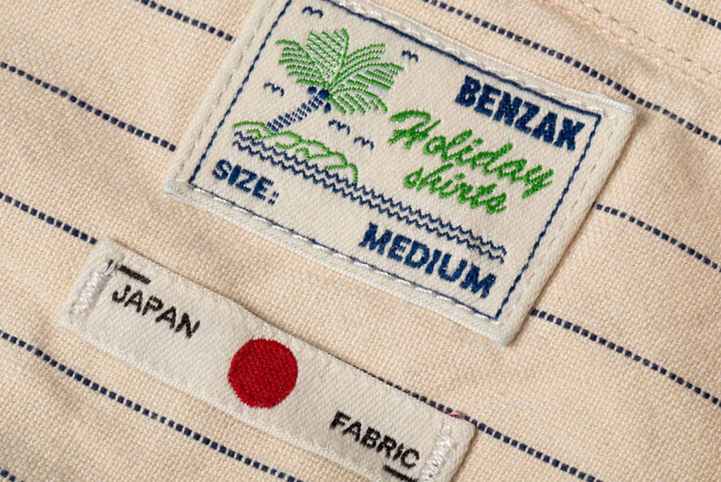 Benzak-Renders-Its-Holiday-Shirt-In-Baseball-Stripe-Japanese-Twill-label