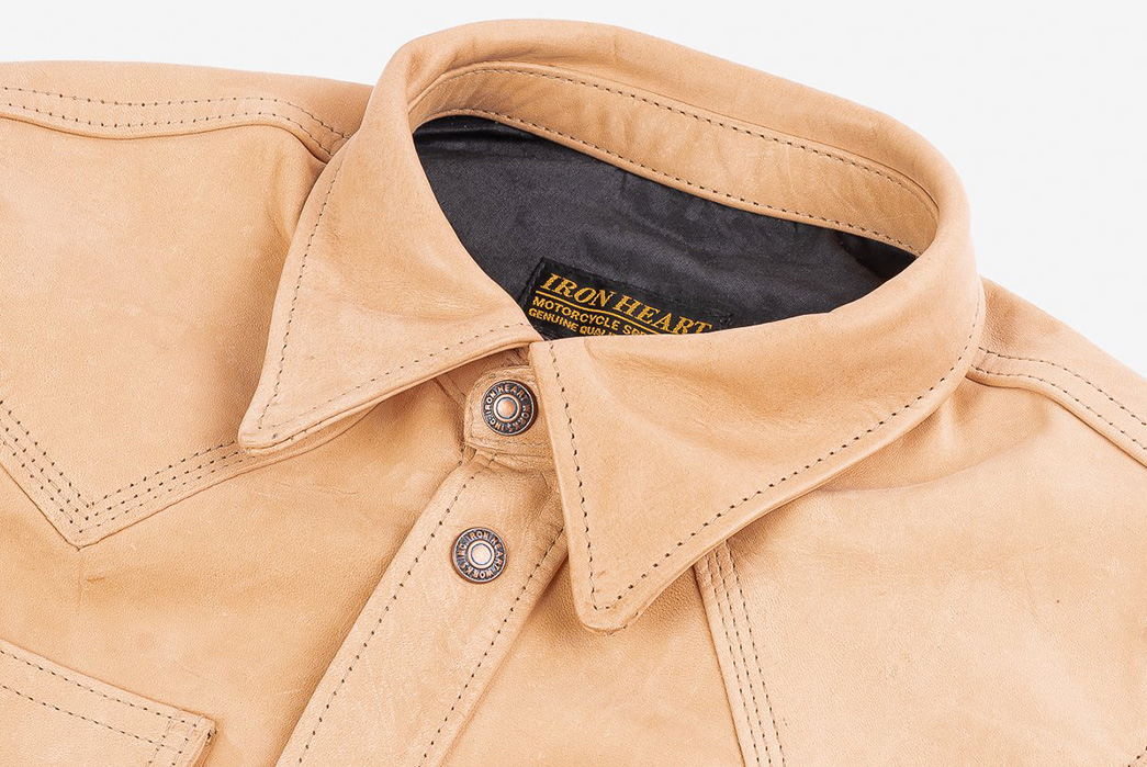 Iron-Heart-Collabs-With-Simmons-Built-For-Veg-Tan-Horsehide-Western-Shirt-front-collar