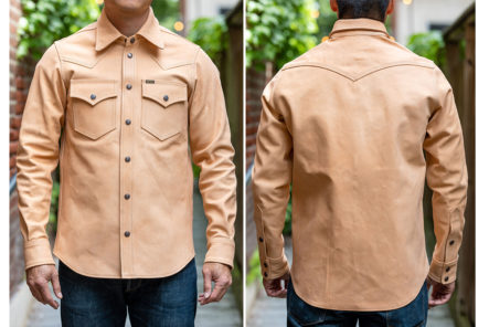 Iron-Heart-Collabs-With-Simmons-Built-For-Veg-Tan-Horsehide-Western-Shirt-model-front-back