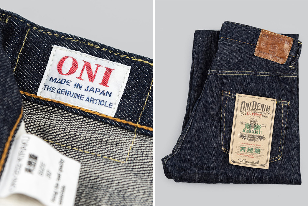 ONI's-12-Oz.-202-Kiraku-Jean-Is-The-Brand's-Widest-For-A-Long-While-inside-label-and-folded