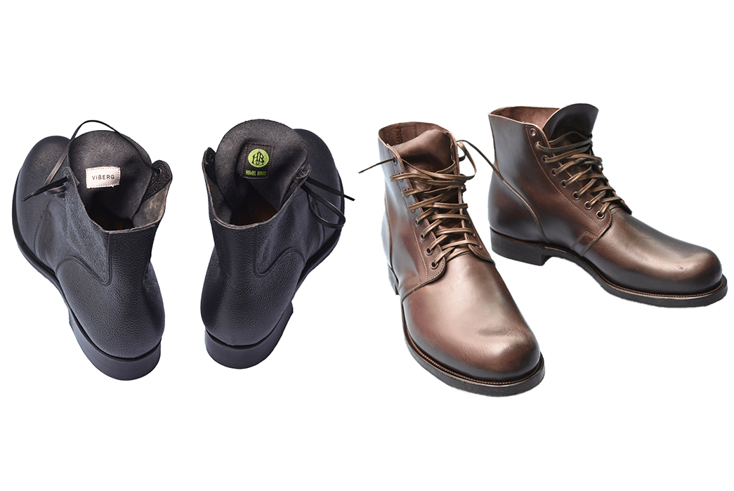 Compatriots-Himel-Bros.-&-Viberg-Come-Together-For-Another-Gorgeous-Boot-Release-black-and-brown-pair-back-and-front