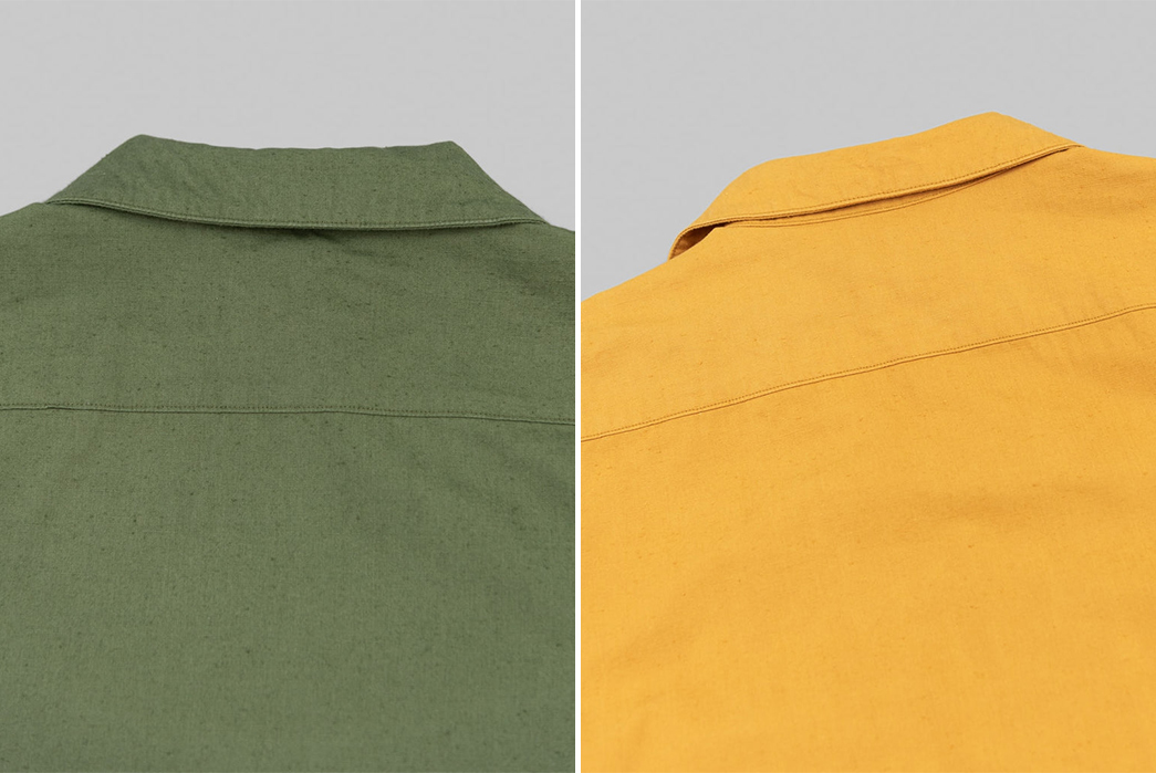 Tune-Up-Your-Wardrobe-With-UES'-Short-Sleeve-Mechanic-Shirt-green-and-yellow-back-tops