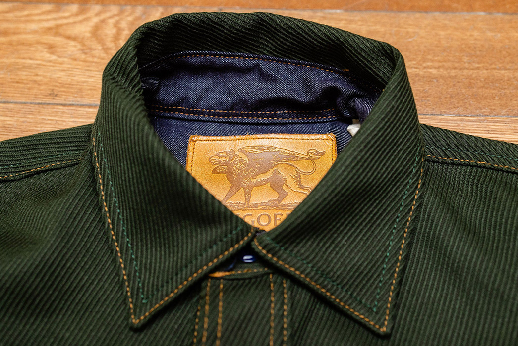 Indigofera-Renders-Its-Staple-Fargo-Shirt-In-Green-Cotton-Kersey-front-collar