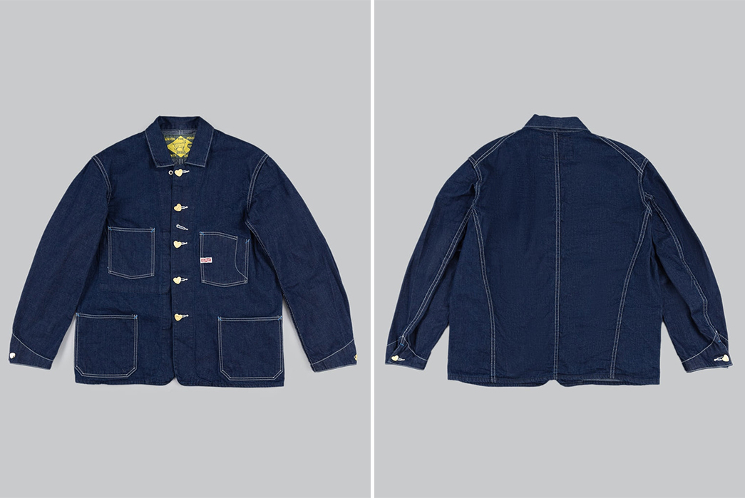 TCB-Reproduces-1920s-Carhartt-Chore-With-Its-'Cathartt'-10-oz.-Denim-Chore-Coat-front-back
