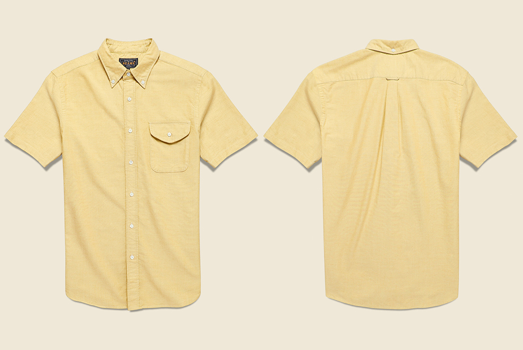 These-Beams-Plus-Oxford-S-S-Have-A-Flap-Pocket-yellow-front-back
