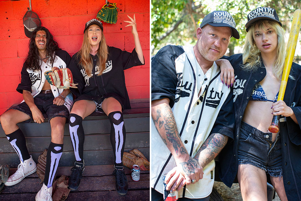 Eric-Kvatek-Creates-'Hippie-Baseball'-Teams-For-Latest-Kapital-Kountry-Shoot-two-images-of-male-and-female-models