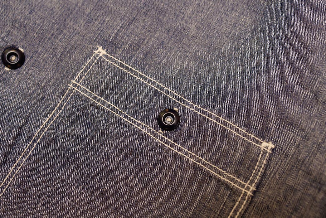 Freenote-Cloth's-Drayton-Chambray-Is-Inspired-By-Military-Shirting-pocket-and-buttons