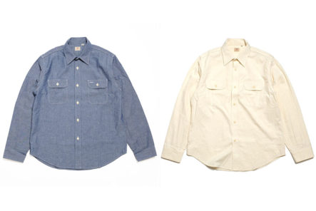 Hinoya-Restocked-Sugar-Cane's-Quintessential-Chambray-Shirt-fronts-blue-and- light yellow
