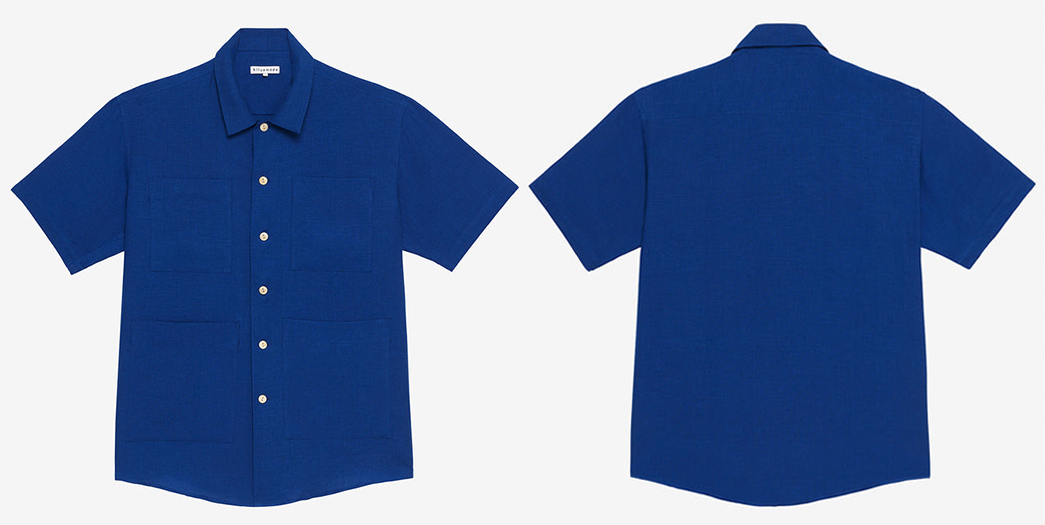 Linen-Short-Sleeved-Shirts---Five-Plus-One-2)-Blluemade-Noguchi-Shirt-in-Azure-Blue-Linen